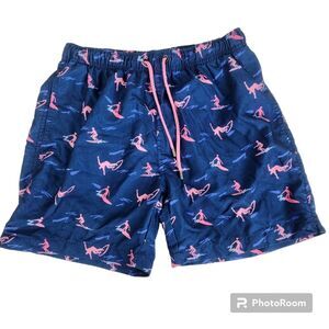Franks Mens Surfer Print Drawstring Swim Trunks Size Large